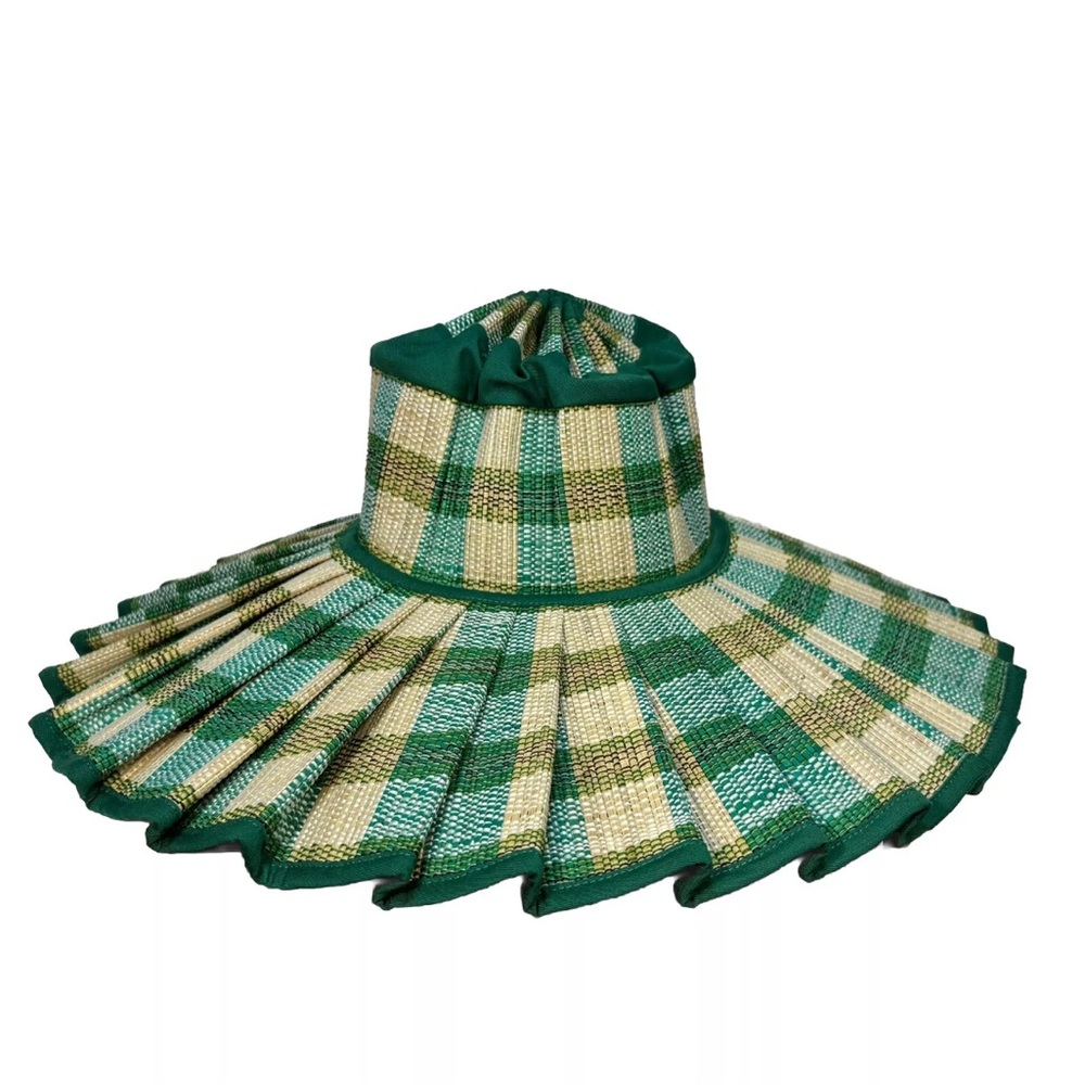 NWT LORNA MURRAY x Veronica Beard Island Resort Straw Maxi Hat Green S
